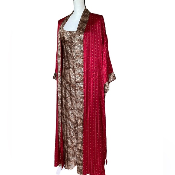 Vintage 100% Silk August Silk Robe/Slip Set NWT - Picture 1 of 10